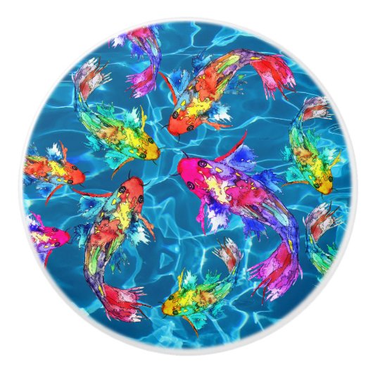 Mooie Koi Fish Pond Knobs en Pulls Keramische Knop (Voorkant)