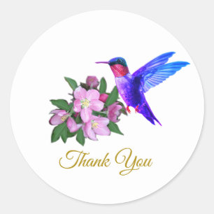 Mooie kolibrie, bloemen & gouden Dank je wel Ronde Sticker