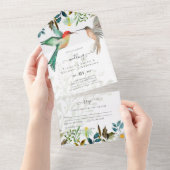 Mooie KOLIBRIE Paar Huwelijk All In One Uitnodiging (Afscheurbaar)