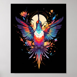 Mooie kolibrie vogel kijken naar aarde dag natu poster