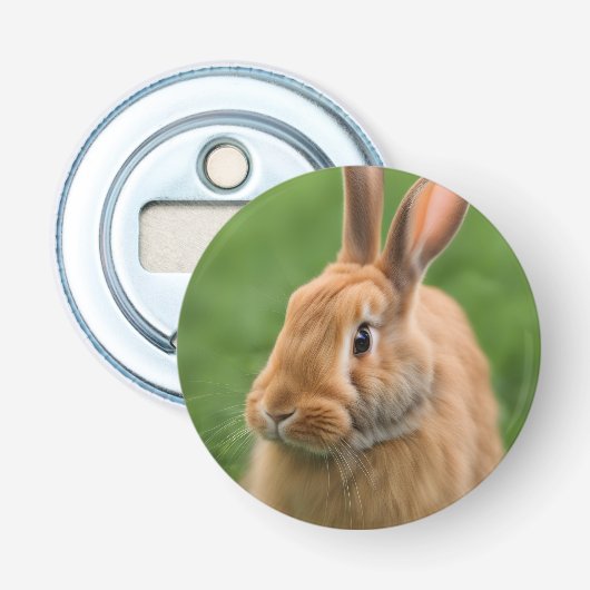 Mooie konijn button flesopener (Voorkant)