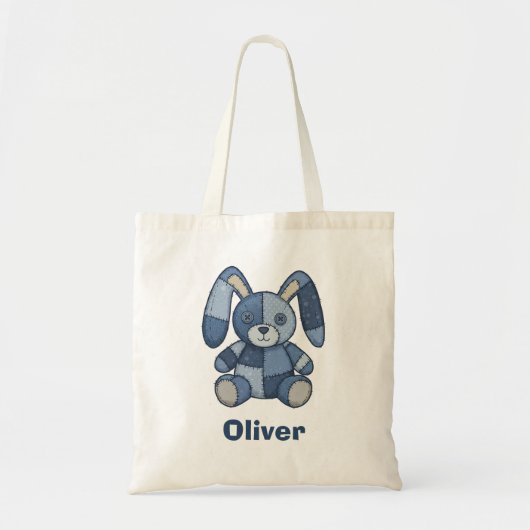 Mooie Konijn Patchwork Denim Tote Bag (Voorkant)