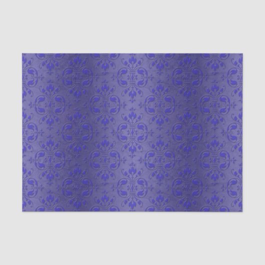 Mooie Koninklijk Blauwe Elegante Damast Patroon Tissuepapier (Voorkant)