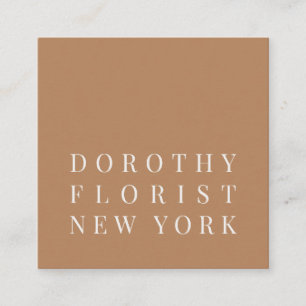 Mooie koperbruine elegante minimalistische bloemis vierkante visitekaartje