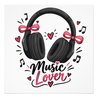 Mooie Koptelefoon Muziek Liefhebber Poster | Roze