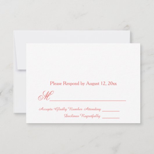 Mooie Koraal en Witte Reactie RSVP (Achterkant)