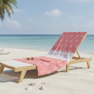 Mooie Koraal Zeester Aangepaste Strandhanddoek Strandlaken