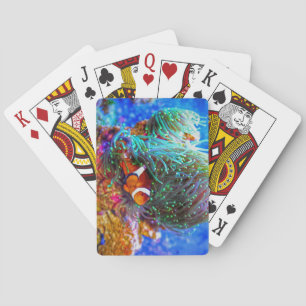 Mooie koraalrif met gekloonde vis pokerkaarten