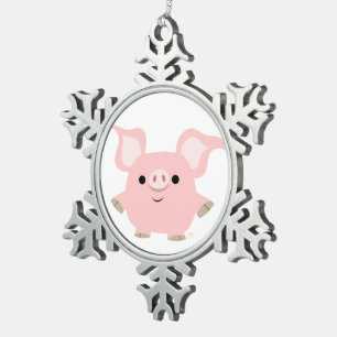 Mooie korte cartoon varken tin ornament