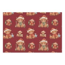 Mooie Kortharige Koe Kerst Inpakpapier Bundel