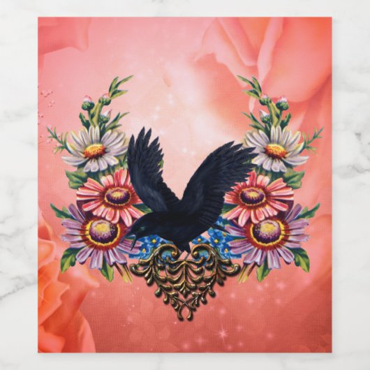 Mooie kraai wijn etiket (Enkel label)