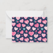 Mooie krabbel hartpatroon blauw Valentijnsdag Notitiekaartje (Achterkant)