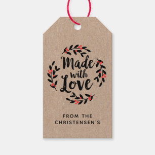 Mooie Kraft Ambachtelijke Liefde Krans Cadeau Labe Cadeaulabel