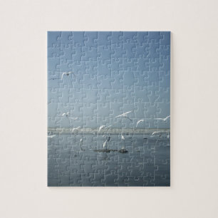 Mooie kranen vliegen over het ballet van Water Nat Legpuzzel