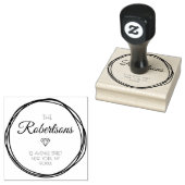 Mooie krans en scriptadres 	rubberstempel (Gestempeld)