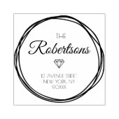 Mooie krans en scriptadres 	rubberstempel (Afrduk)