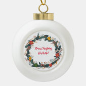 mooie krans kerstversiering keramische bal ornament (Voorkant)