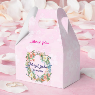 Mooie krans roze romantische bruiloft bedankdoosjes