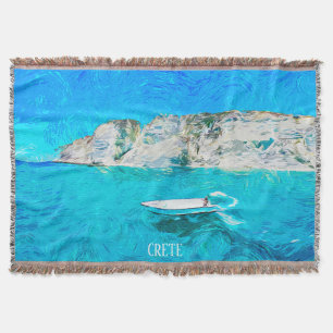 Mooie Kreta Griekenland Oceaan Aquarelschilderij Deken