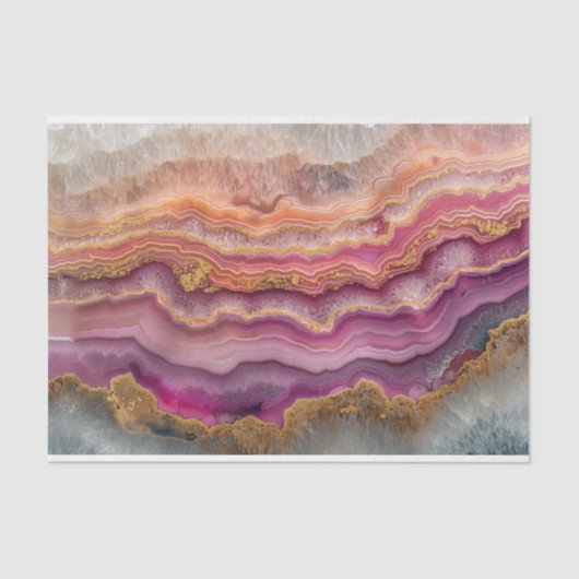 Mooie kristallen geode agaat in roze en goud tissuepapier (Voorkant)