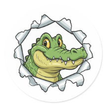 Mooie Krokodil Gescheurd Papier Sticker