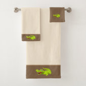 Mooie krokodil op beige en bruin bad handdoek (Insitu)
