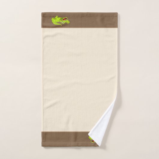 Mooie krokodil op beige en bruin bad handdoek (Handdoek)