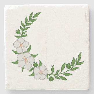 Mooie kroon halve maan van witte bloemen stenen onderzetter