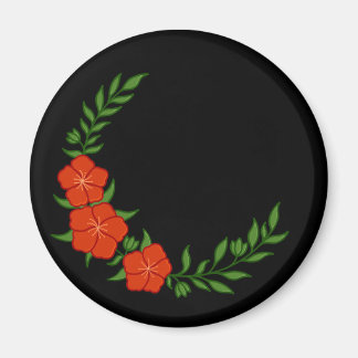 Mooie kroonhalve maan van rode bloemen magneet