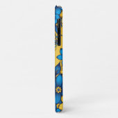 Mooie Kunst van Blauw & Geel Bloemen Patroon Case-Mate iPhone Case (Achterkant/links)