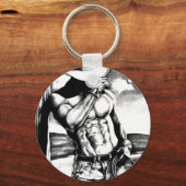 Mooie kunsttekening knap Cowboy Bodybuilder Sleutelhanger (Voorkant)
