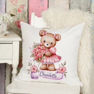 Mooie kussenhoes voor meisjes met een teddybeer kussen