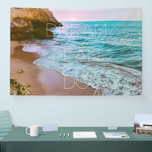 Mooie kust strand zonsondergang spandoek (Beurs)