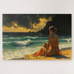 Mooie Kustnacht Zeezichtreflectie Legpuzzel