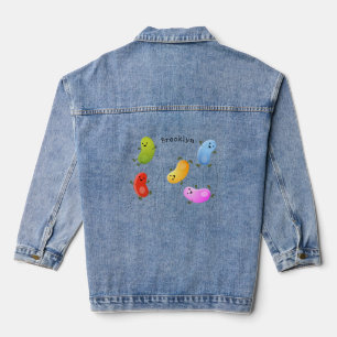 Mooie kwallen springen cartoon illustratie denim jacket