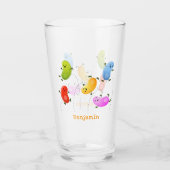 Mooie kwallen springen cartoon illustratie glas (Voorkant)