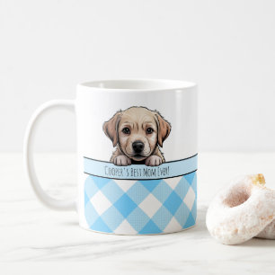 Mooie Labrador Puppy Beste Hond Moeder Blauwe Ging Koffiemok