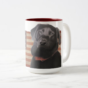 Mooie Labrador Retriever Amerikaanse vlag Tweekleurige Koffiemok