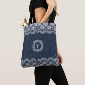 Mooie Lace Blue Denim Pattern-Canvas tas (Dichtbij)
