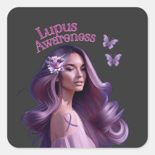 Mooie Lady Lupus Bewustzijn Vierkante Sticker