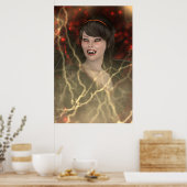 Mooie Lady Vamp Perfecte Halloween Heks Stijl Poster (Keuken)