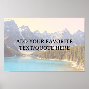Mooie Lake Moraine & bergen Aangepaste tekst Poster