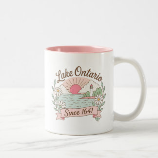 Mooie Lake Ontario Pastel Landschap Tweekleurige Koffiemok