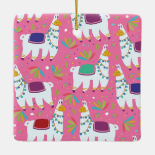 Mooie Lama Patroon Keramisch Ornament
