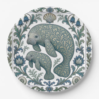 Mooie Lamantijn Moeder En Baby Oud Ornament Papieren Bordje