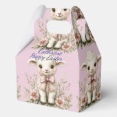 Mooie lammetje roze lint lente bloemen bedankdoosjes (Voorkant)
