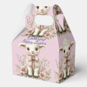 Mooie lammetje roze lint lente bloemen bedankdoosjes (Achterkant)