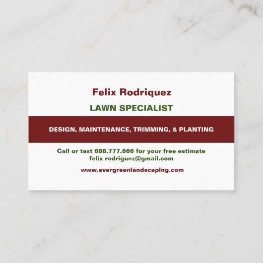 Mooie Landscaping Lawn Foto Visitekaartje (Achterkant)