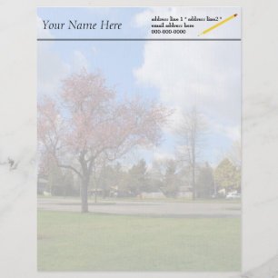 Mooie landschapsfoto's van lenteparken gepersonaliseerd briefhoofd