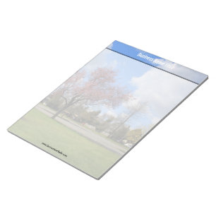 Mooie landschapsfoto's van lenteparken notitieblok